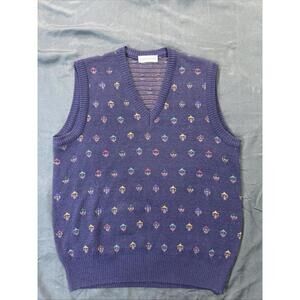 VTG 90s Collectif Sweater Vest Men’s Size Large Blue Pattern 100% Acrylic.